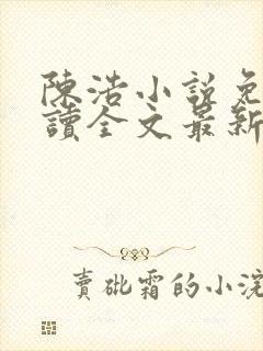 陈浩小说免费阅读全文最新