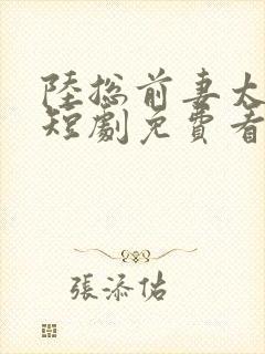 陆总前妻太傲娇短剧免费看