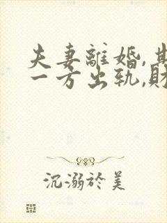 夫妻离婚,其中一方出轨,财产该如何分配
