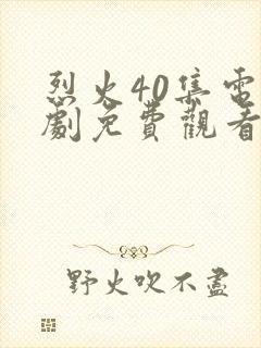 烈火40集电视剧免费观看封面