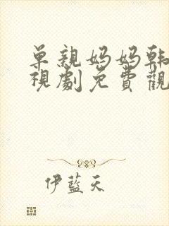 单亲妈妈韩剧电视剧免费观看全集封面