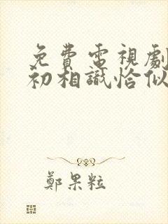 免费电视剧与君初相识恰似故人归