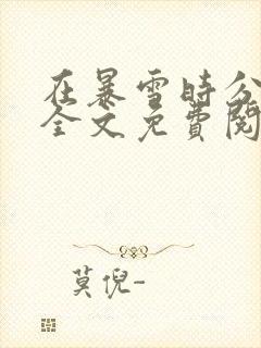 在暴雪时分小说全文免费阅读未删减版