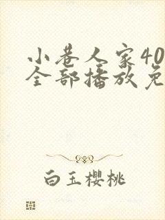 小巷人家40集全部播放免费观看