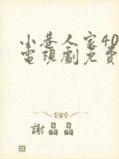 小巷人家40集电视剧免费封面