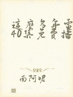 这么多年电视剧40集免费播放