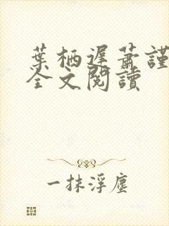 叶栖迟萧谨行的全文阅读封面