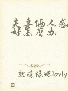 夫妻俩人感情不好怎么办