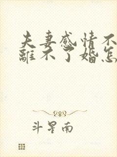 夫妻感情不好又离不了婚怎么办