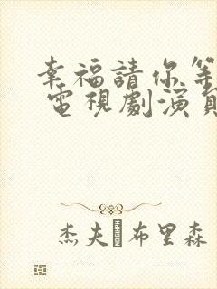 幸福请你等等我 电视剧演员表