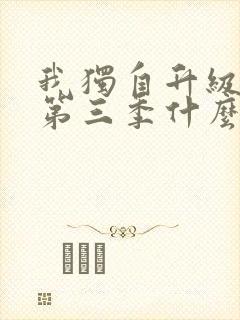 我独自升级动漫第三季什么时候出封面