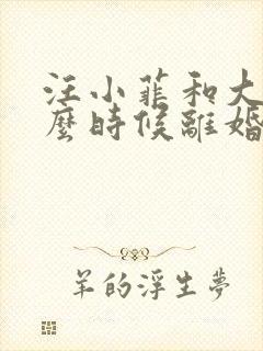 汪小菲和大s什么时候离婚的封面