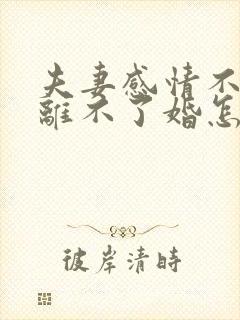 夫妻感情不好又离不了婚怎么办
