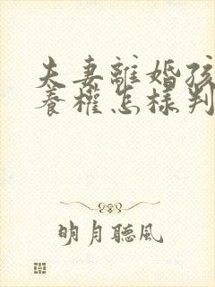 夫妻离婚孩子抚养权怎样判