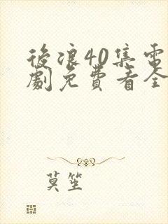 后浪40集电视剧免费看全集在线观看封面