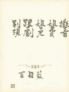 别跟姐姐撒野电视剧免费看封面