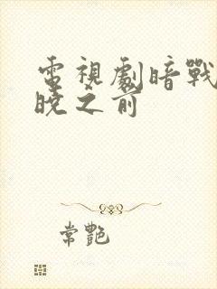 电视剧暗战在拂晓之前