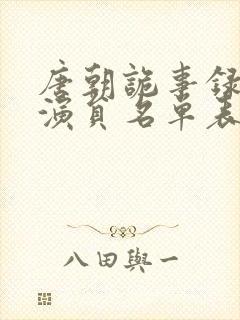 唐朝诡事录配音演员名单表