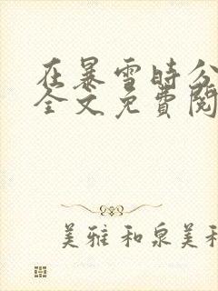 在暴雪时分小说全文免费阅读无弹窗封面