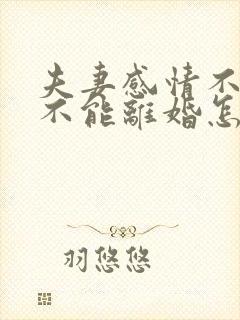 夫妻感情不好又不能离婚怎么办