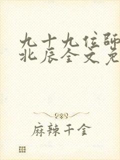 九十九位师傅叶北辰全文免费阅读封面