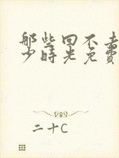 那些回不去的年少时光免费阅读封面